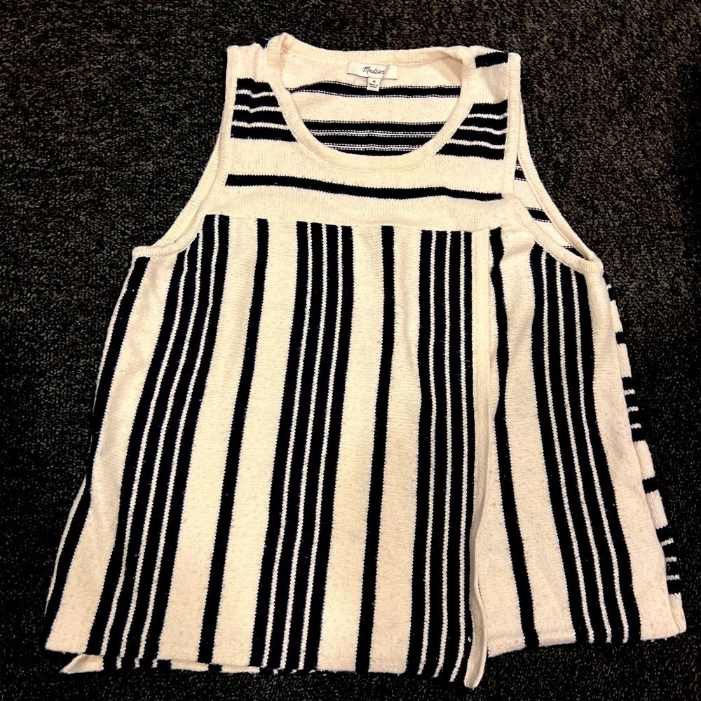 Madewell sleeveless Sweater black & white striped knit top M